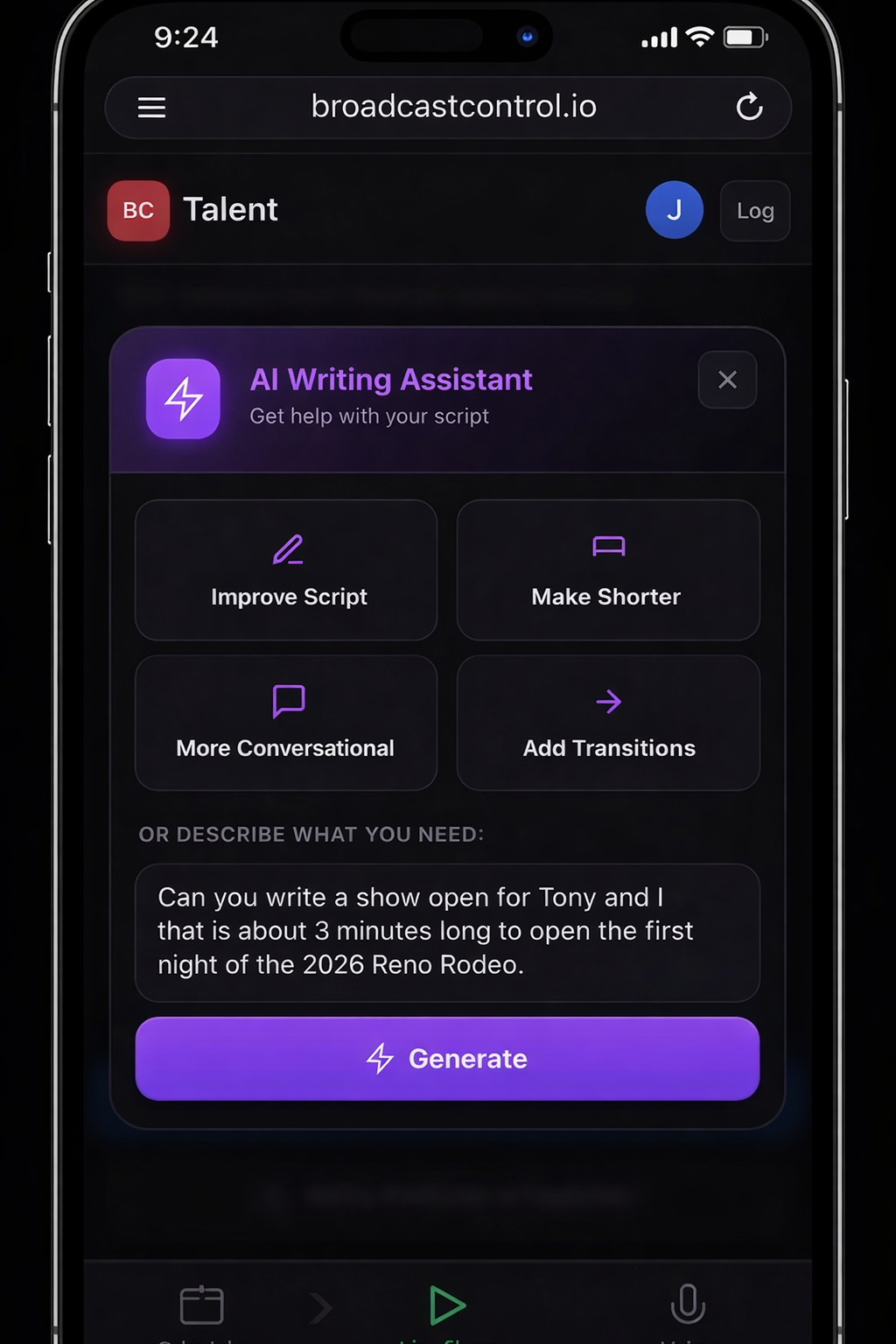 Talent AI Writing Assistant